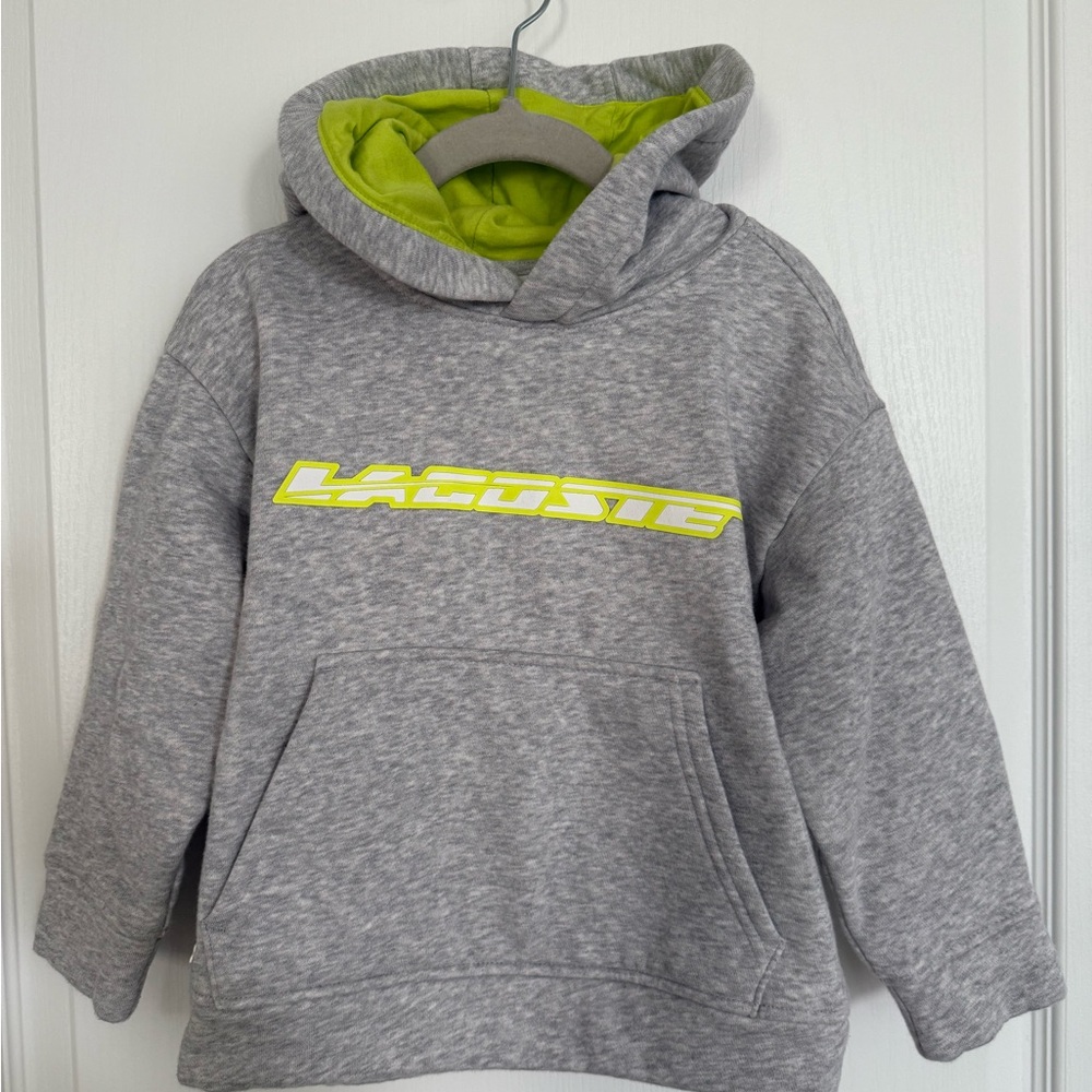 Lacoste Gray and Green Hoodie Sporty Sweatshirt